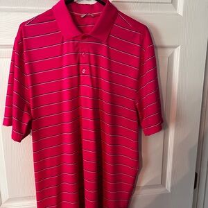 Cutter & Buck Bright Pink Polo with White Stripes
